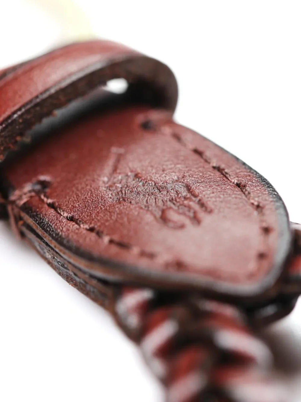 NWT Polo Ralph Lauren Braided Brown Leather Keychain Key Fob Gold Tone